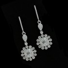 1.92Cts Diamond Floral Drop Earrings 14Kt White gold